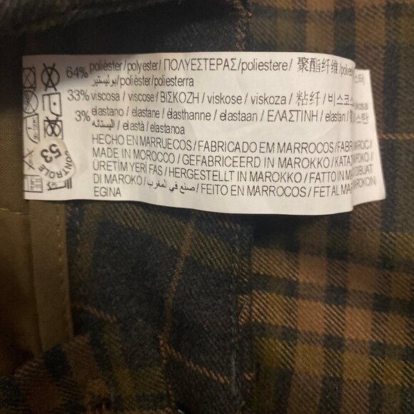 Pull&Bear Brown Plaid Slim Fit Trousers | Men’s Size EUR 44 (MEX 34) | Retro - Picture 9 of 9